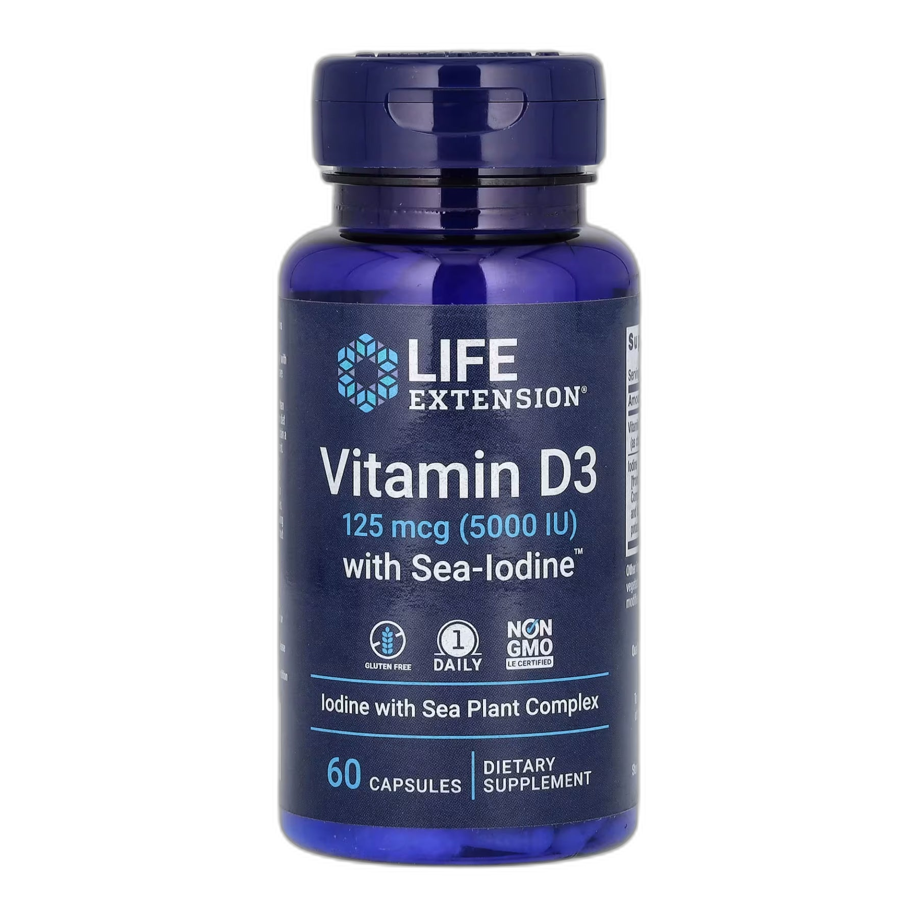Vit D3 з Sea-Йод™ 125 мкг (5000 МО) - 60 капсул - Life Extension