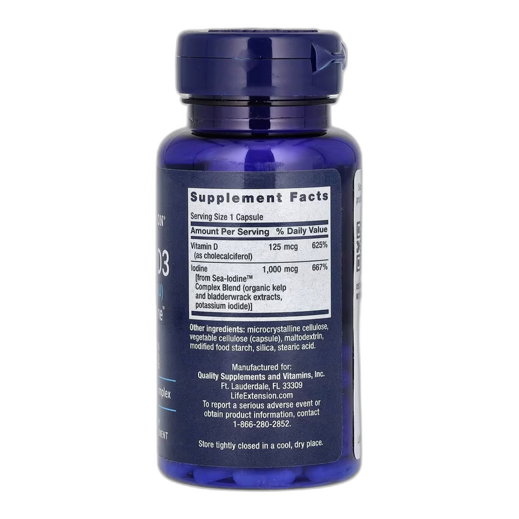 Vit D3 з Sea-Йод™ 125 мкг (5000 МО) - 60 капсул - Life Extension