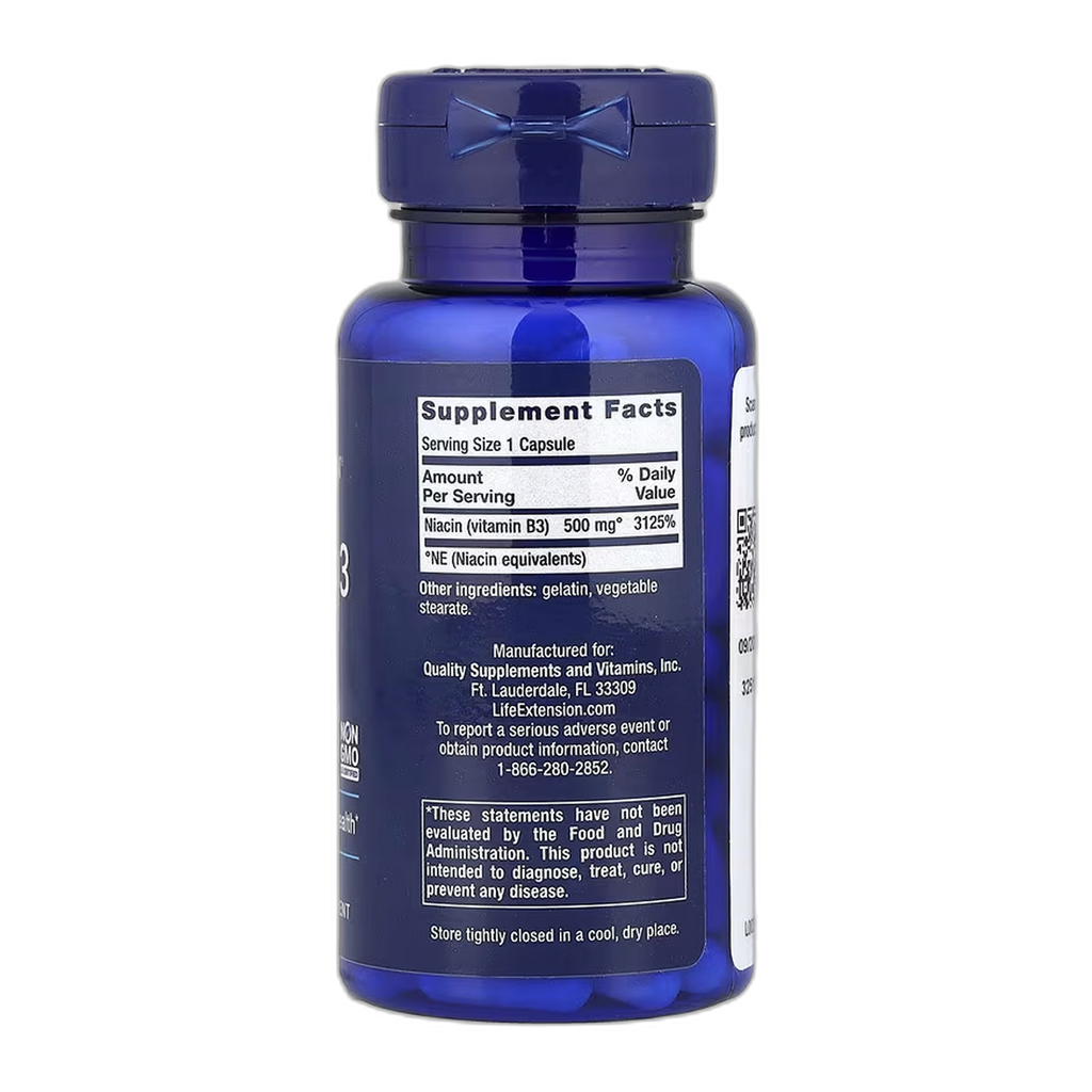 Vitamin B3 Ніацин 500 мг - 100 капсул - Life Extension