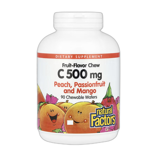 Вітамін C 500 мг - 90 Chewable Wafers Peach Passion Fruit та Mango - Natural Factors