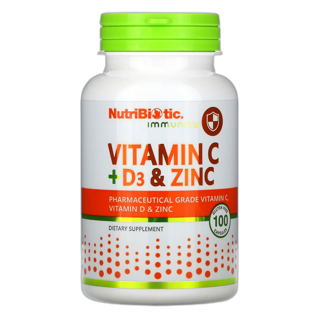 Вітамін C+D3 та Цинк - 100 капсул - Nutribiotic
