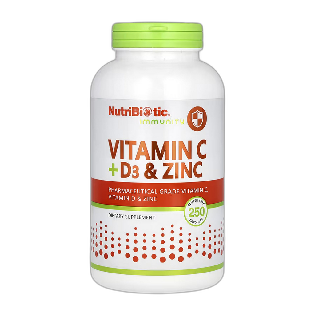 Вітамін C + D3 та Цинк - 250 капсул - Nutribiotic