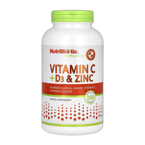 Вітамін C + D3 та Цинк - 250 капсул - Nutribiotic