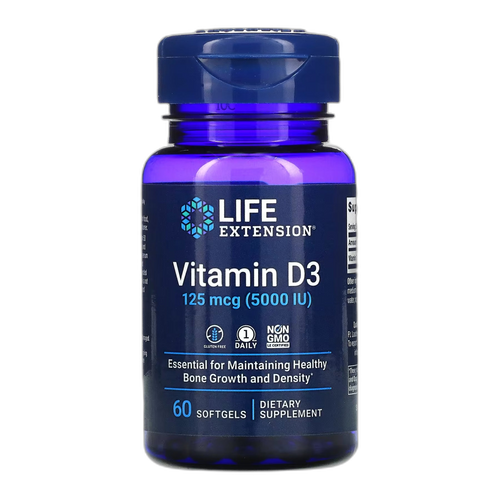 Вітамін D3 125 мкг (5000 МО) - 60 капсул - Life Extension