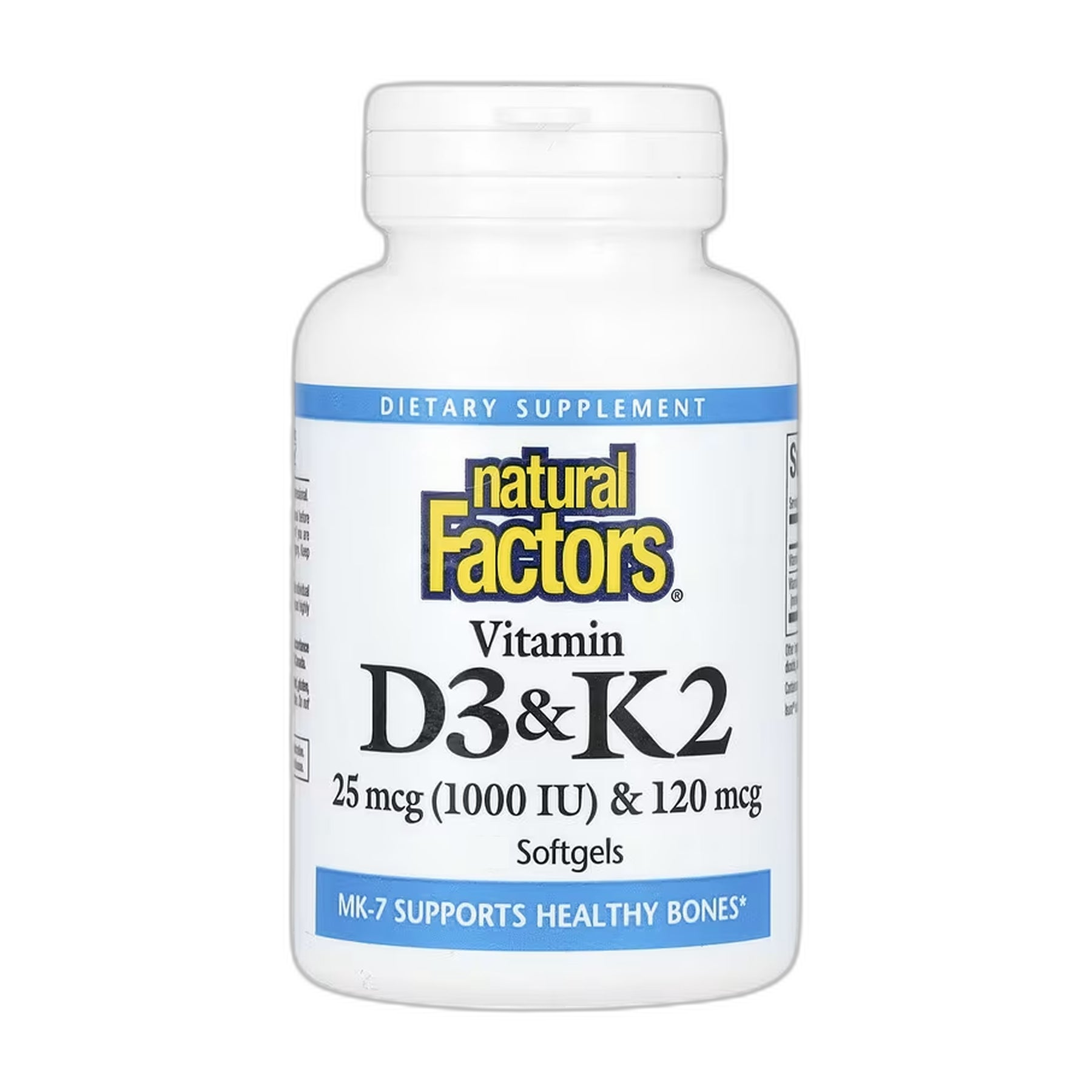 Вітамін D3 та K2 25 мкг (1000 МО) та 120 мкг - 120 капсул - Natural Factors