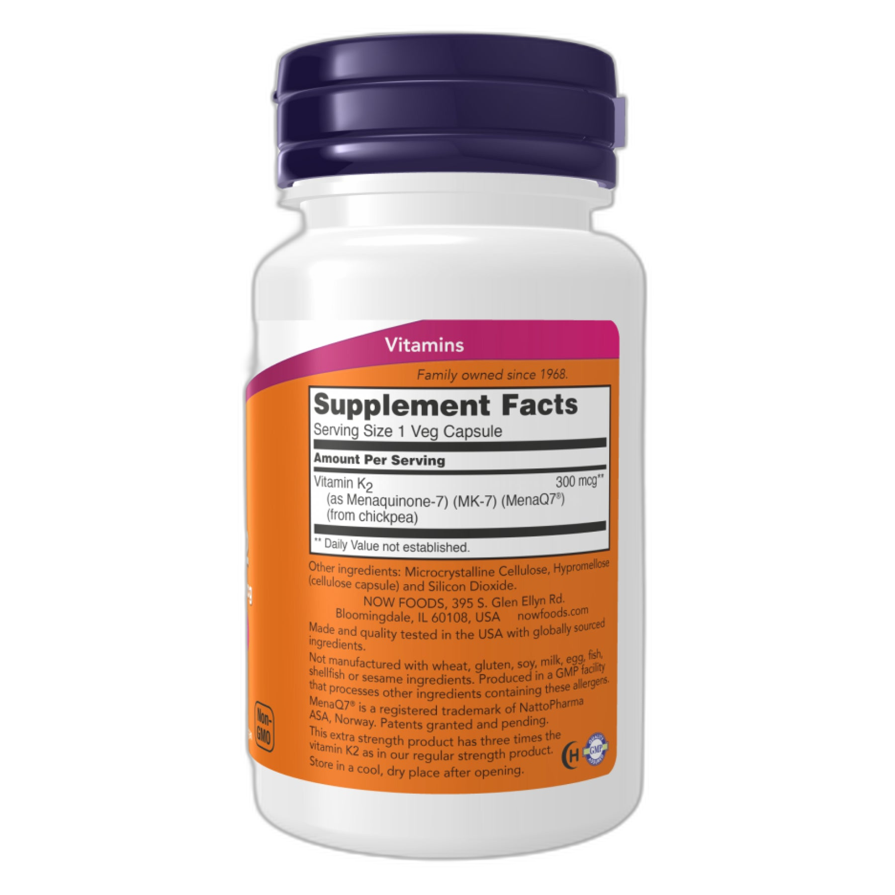 Вітамін K2 (MK-7) 300 мкг - 60 капсул - Now Foods