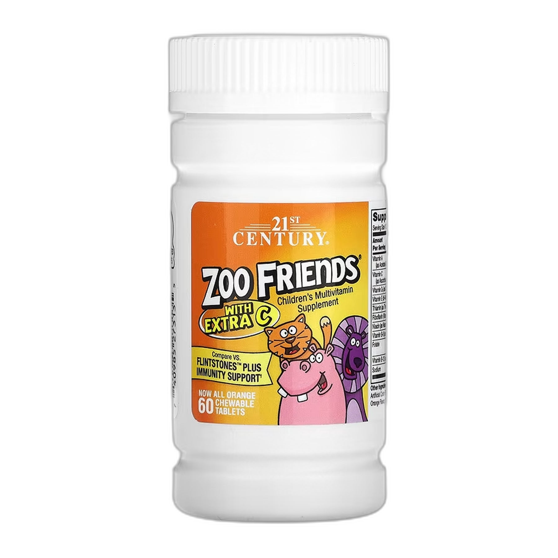 Zoo Friends Multi Extra C Жувальні мультивітаміни для дітей - 60 таблеток - 21st Century